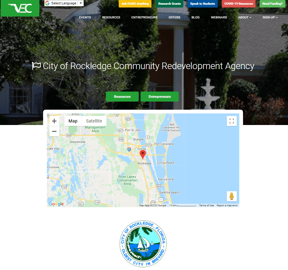 Screenshot of the Florida Virtual Entrepreneur Center website