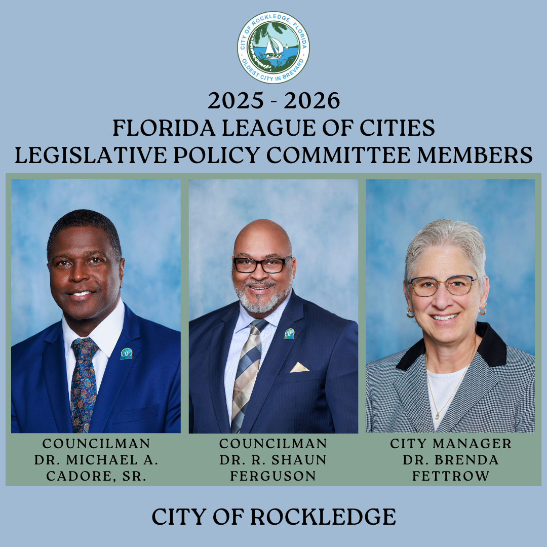 Headshots of Councilman Cadore, Councilman Ferguson, and City Manager Fettrow