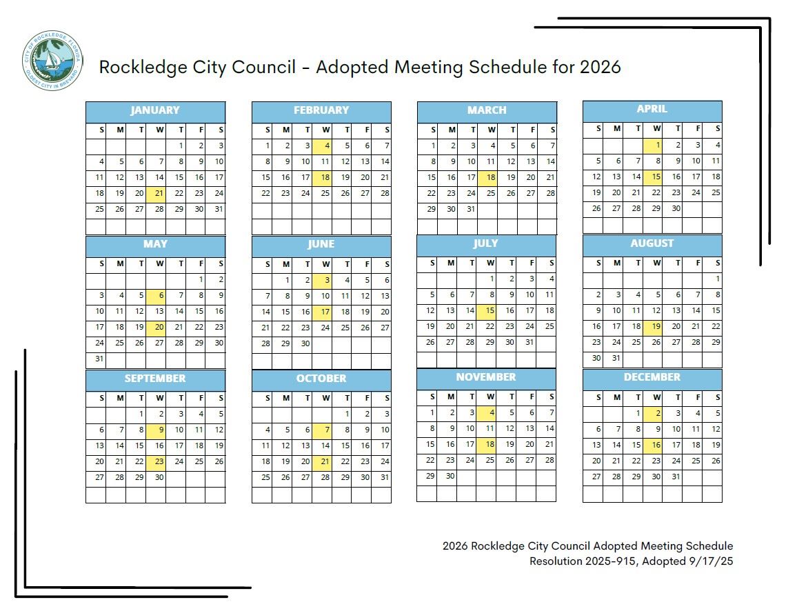 City Council Meeting Schedule 2026