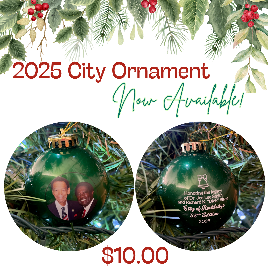 2025 Ornament Ad showing front and back of ornament honoring Dr. Joe Lee Smith and Richard Blake