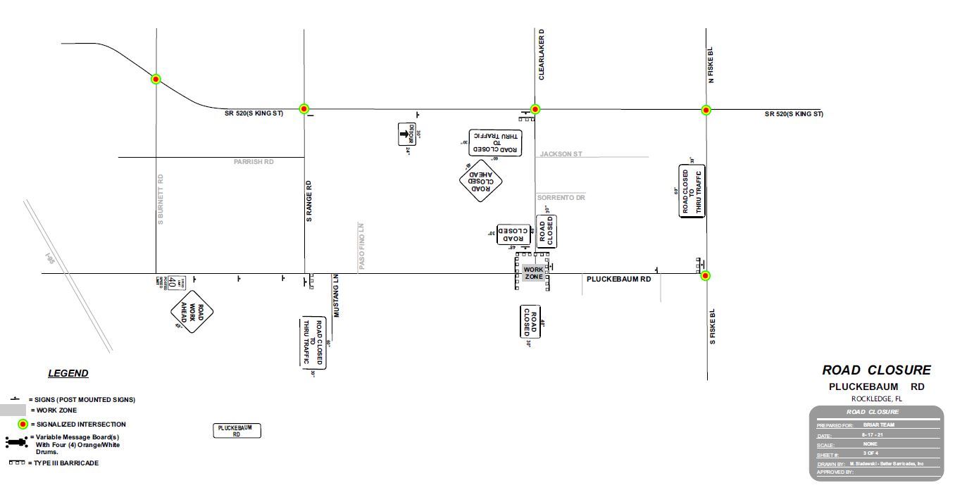 Pluckebaum Road Closure map