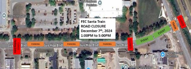 Santa train road closure map