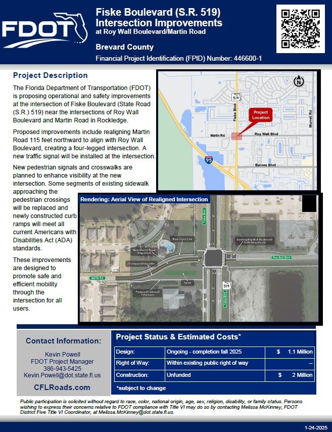 FDOT Fiske Blvd Open House flyer