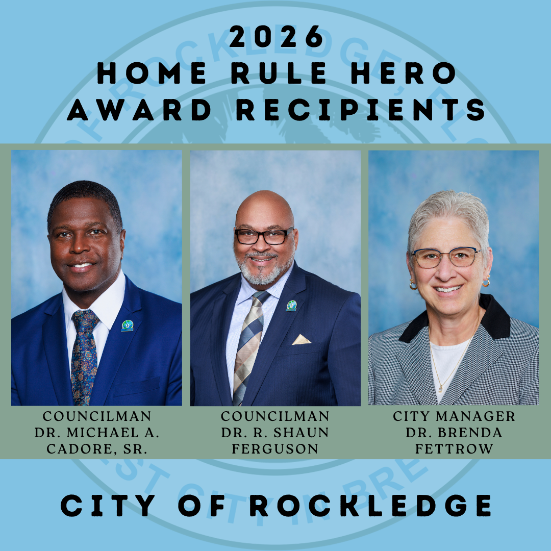 Headshots of Councilman Cadore, Councilman Ferguson, and City Manager Fettrow