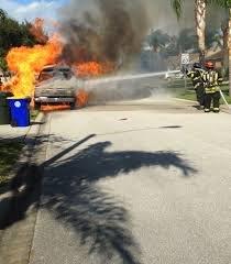 Van fire being put out
